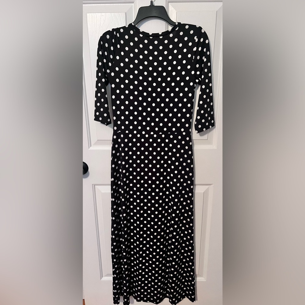 DOUBLJU Polka Dot Wrap Dress - Black and White Like New - Picture 4 of 10